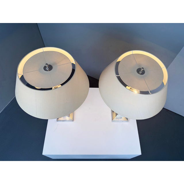 Silver-Plated Table Lamps with Corinthian Columns, England, 1970s, Set of 2 For Sale - Image 10 of 11