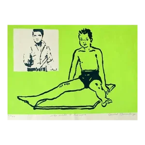 David Bromley Aussie Pop Art Silk Screen Painting ‘Boy Leaping’ 1990s Modern Art