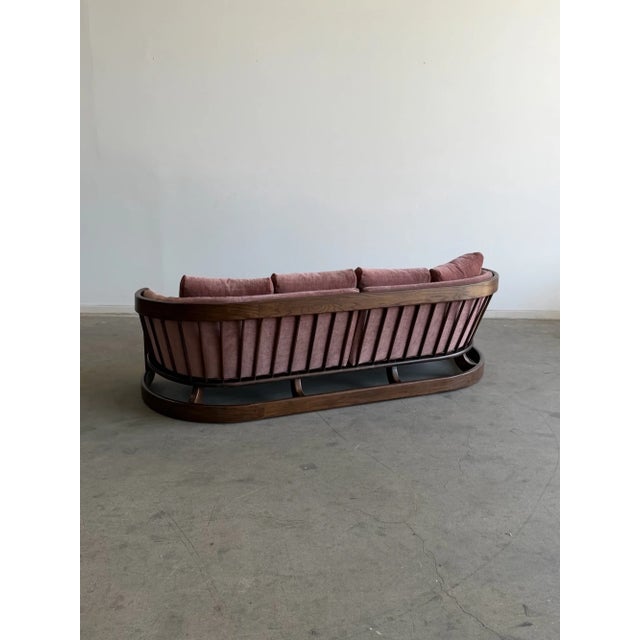 Mid-Century Modern Howard Furniture Sculptural Walnut Barrel-Back Sofa For Sale - Image 3 of 8