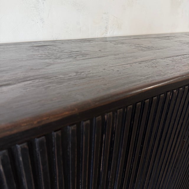 Reeded Credenza in Weathered Black Cabinet For Sale - Image 10 of 18