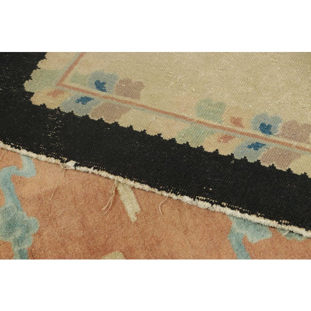 Textile Antique Chinese Art Deco Dragon Rug in Terracotta and Beige Pictorials For Sale - Image 7 of 7