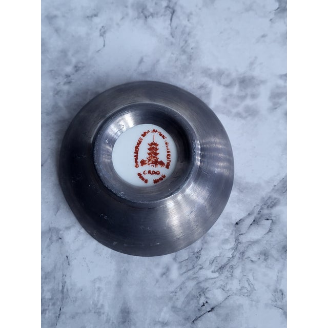 White 1980s Japanese Porcelain in Pewter Bowl For Sale - Image 8 of 12