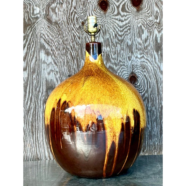 Mid-Century Modern Vintage Mid-Century Modern Drip Glaze Lamp For Sale - Image 3 of 4