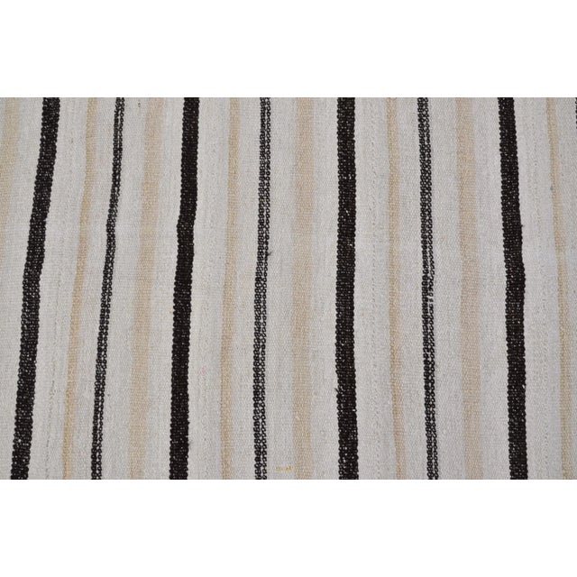 1960s Organic Hemp Anatolian Striped Designer Modern Kilim Rug For Sale - Image 9 of 11