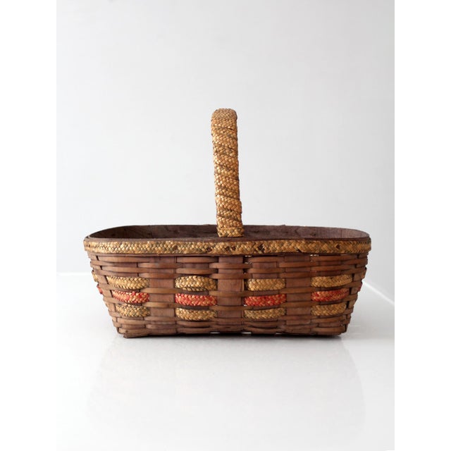 Farmhouse Vintage Woven Gathering Basket For Sale - Image 3 of 14