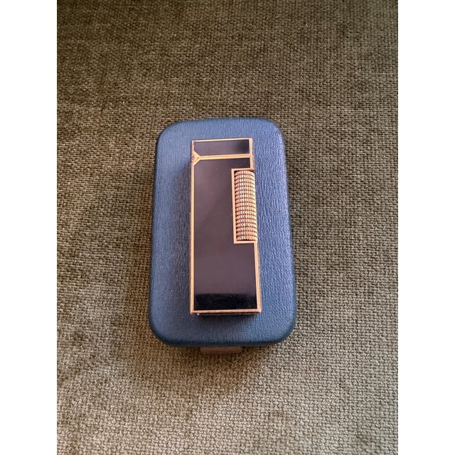 Rare Vintage Dunhill Gold Plated Black Lacquer Lighter Original Sky Case For Sale - Image 4 of 13