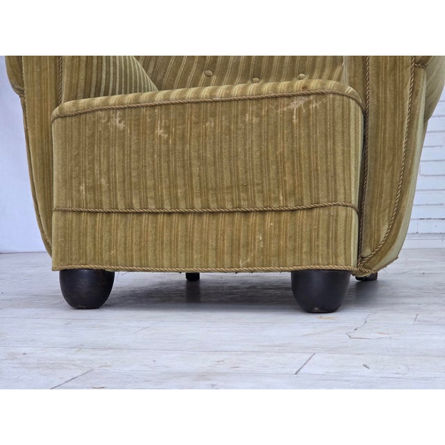 Vintage Danish Oak Lounge Armchair with Velour Upholstery, 1960s For Sale - Image 17 of 18