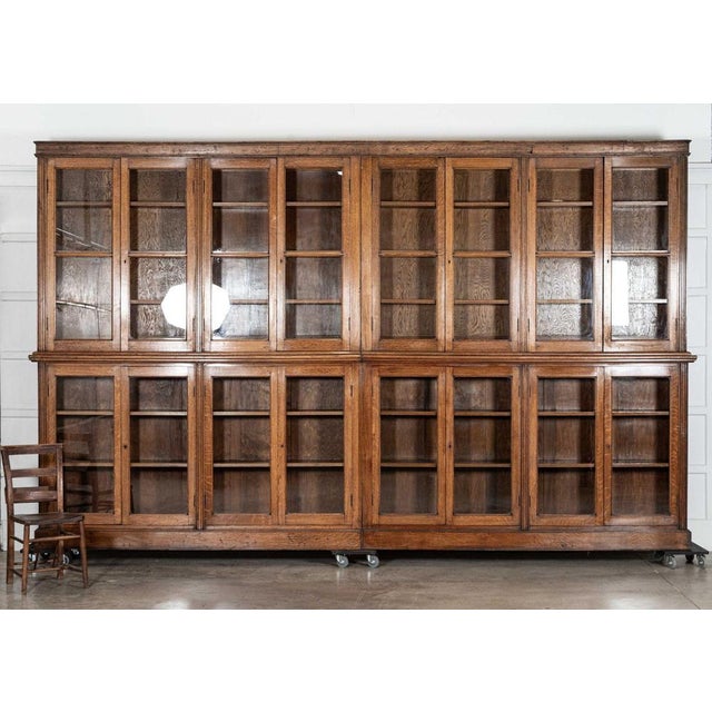 English Glazed Oak Library Bookcase, 19th Century For Sale - Image 4 of 15