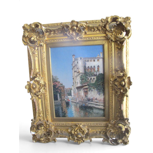 Federico Del Campo (Peru/Venice 1837-1923), signed original oil painting on canal, a view along a canal in Venice 1900....