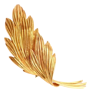 Late 20th Century Tiffany & Co. Yellow Gold French Leaf Large Pin Brooch