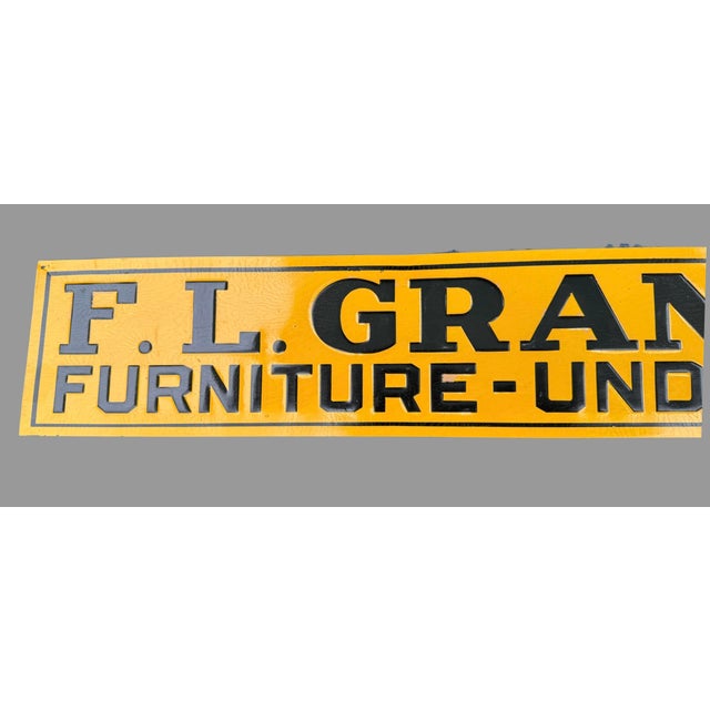 Vintage FL Grant Salamanca NY Furniture Undertaking Tin Tacker Advertising Sign In very good original condition showing...