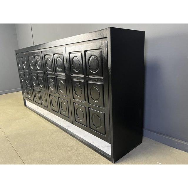 Brutalist Black Credenza, 1970s For Sale - Image 12 of 14