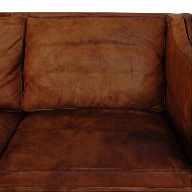 1970s 2212 2-Seater Sofa in Patinated Leather by Børge Mogensen for Fredericia, 1970s For Sale - Image 5 of 18