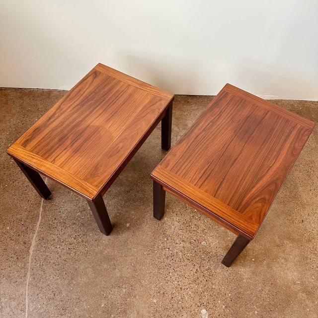 Pair of mid-century end tables made of rosewood. Made in Denmark.
