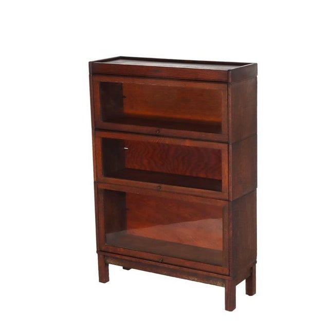 Arts & Crafts Lundstrom Quarter Sawn Oak Stack Barrister Bookcase C1910 For Sale - Image 4 of 15