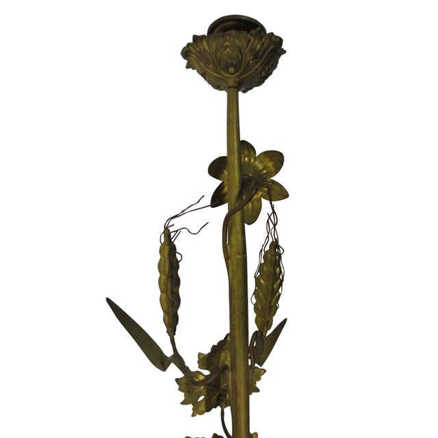 Brass 1940s Tall Brass Floral Candleholder For Sale - Image 8 of 8