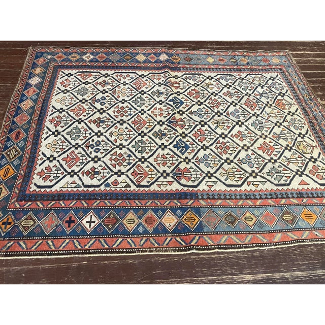 Antique Caucasian Kuba (Quba) Rug 3'6" X 4'7" For Sale In Chicago - Image 6 of 10