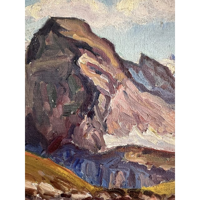 Victor Schütz, Paysage de montagnes enneigées et vue sur le Lac, 1937, Oil on Canvas, Framed For Sale - Image 6 of 13