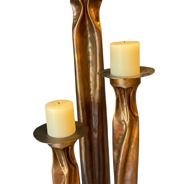 1970s 1970s Thomas Roy Markusen Copper Candle Holders - Set of 3 For Sale - Image 5 of 9