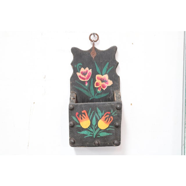 Our wall pocket has a curved back with painted blossoms. Rich warm tones pink, purple, forest green, cream, yellow and...