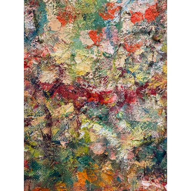 Mid-Century Modern Impressionist Colorful Flower Botanical Garden Oil Painting, Framed, Signed M. Epstein, Dated 1943 For Sale - Image 3 of 8