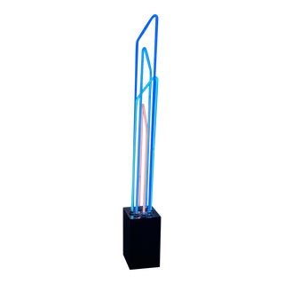 1985 Postmodern Large Abstract Neon Sculpture/Floor Light in the Manner of Rudi Stern For Sale