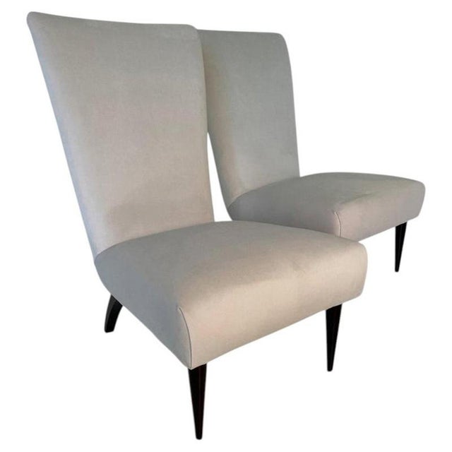 Art Deco Italian Bedroom Armchairs in Velvet and Black Lacquered Wood, 1940s, Set of 2 For Sale - Image 10 of 10