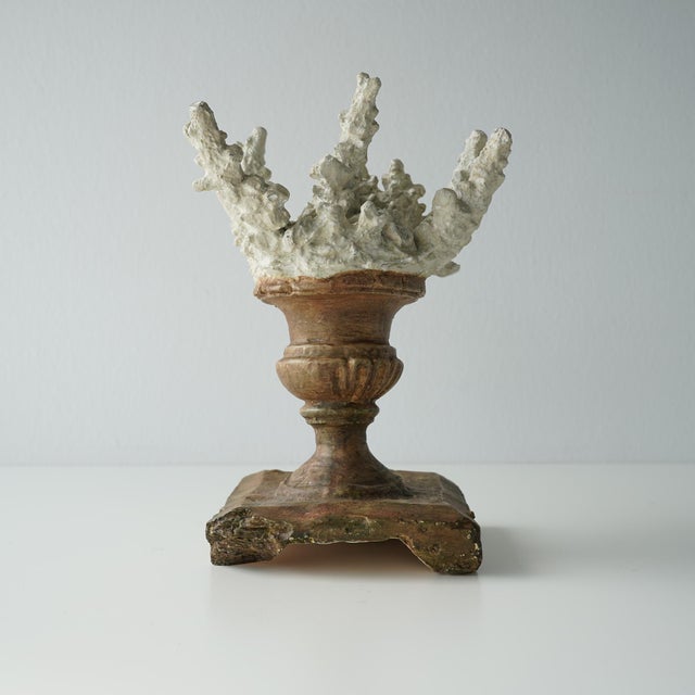 Late 20th Century Faux Coral Assemblage on an Antique Italian Urn Decorative Sculpture For Sale - Image 5 of 15