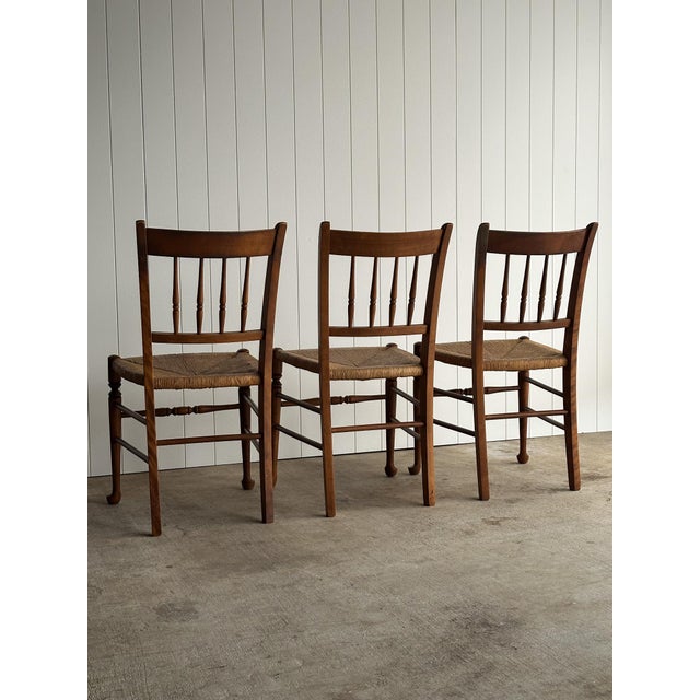 Vintage Maple Dining Chairs With Hand-Woven Rush Seats, Set of Six For Sale In Greensboro - Image 6 of 18