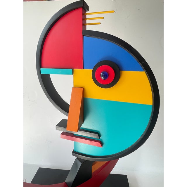 Modern Abstract Geometric Face Sculpture, Signed For Sale - Image 10 of 15