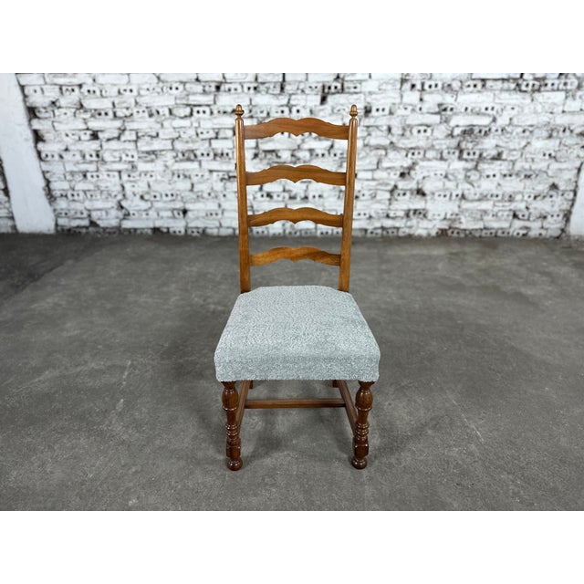 Reupholstered French Country Ladder Back Dining Chairs - Set of 6 For Sale - Image 4 of 12