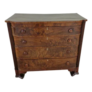 19th Century American Mahogany Empire 4 Drawer Chest
