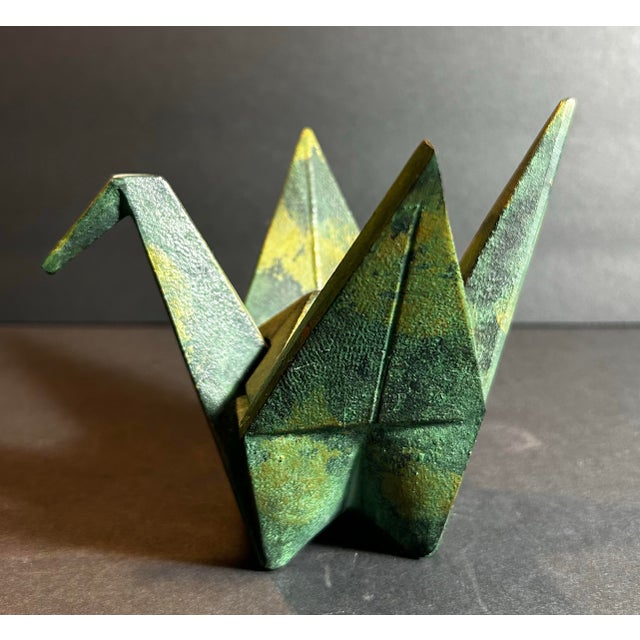 Vintage Cast Iron Japanese Origami Crane Incense Censur For Sale - Image 9 of 10