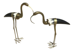 1960s Brass and Horn Birds - a Pair