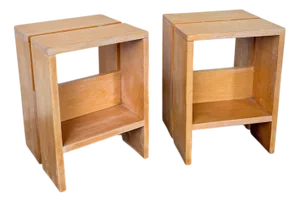 Pine Bedside Tables, 1950s, Set of 2