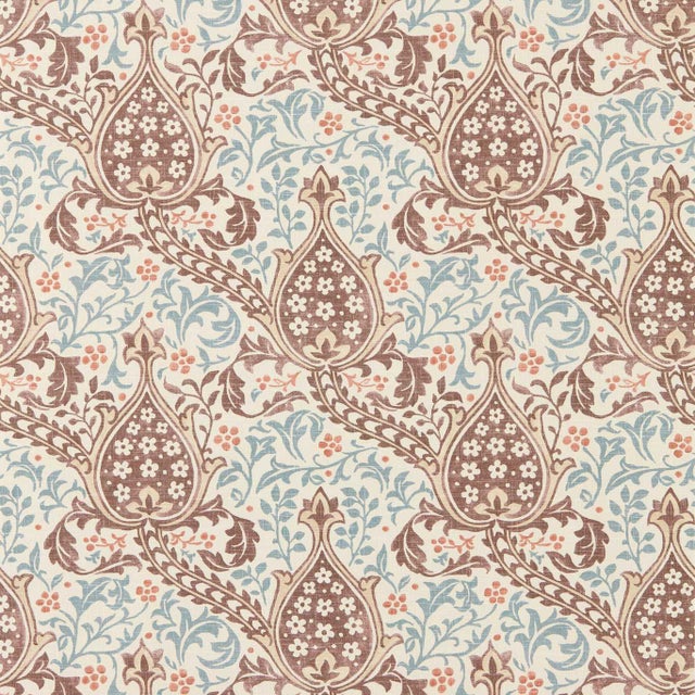 Morris & Co. Persian Tulip Wallpaper in Umber/Mineral Blue- a sample For Sale