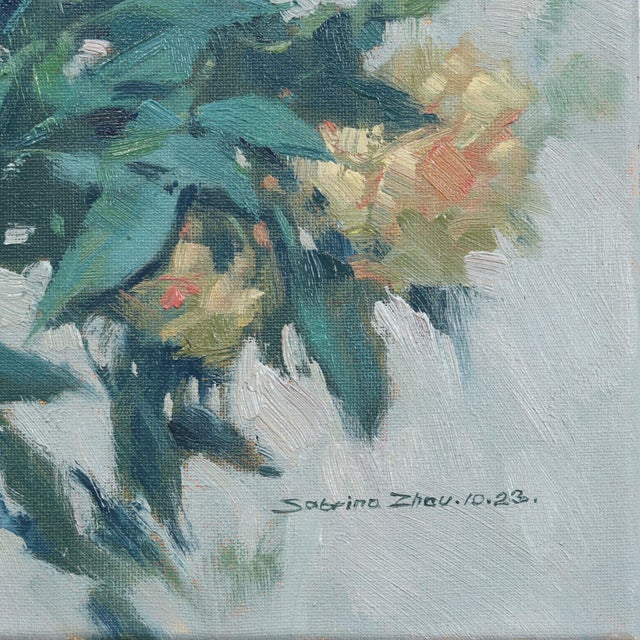 Chasing the Breeze - Impressionist Floral Painting on Canvas Original Artwork by Sabrina Zhou For Sale - Image 4 of 8