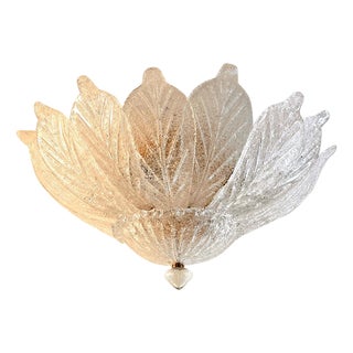 Venetian White Graniglia Leaf Murano Glass Flush Mount by Simoeng for Simoeng For Sale