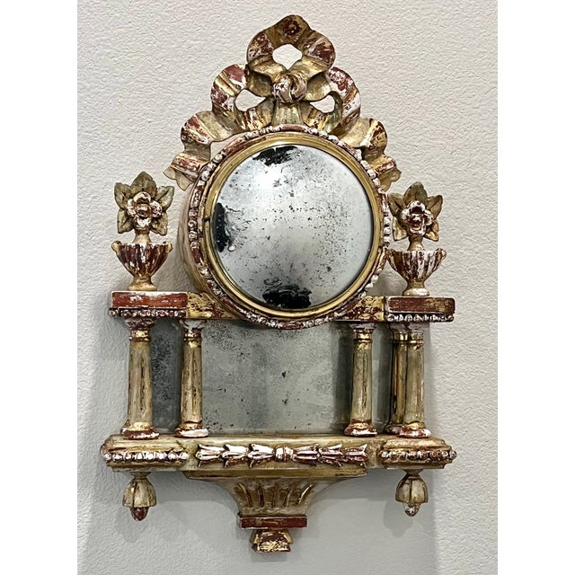 Gold Antique French Gilt Wood Clock Case W/Mirrored Convex Glass For Sale - Image 8 of 16