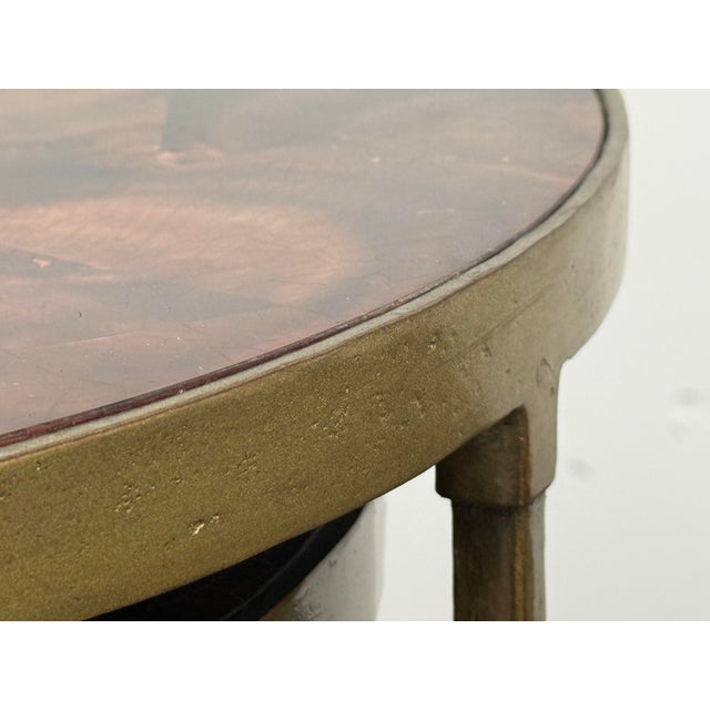 Vintage Penn Shell Mosaic Top + Metal Nesting Tables, Pair For Sale - Image 10 of 12