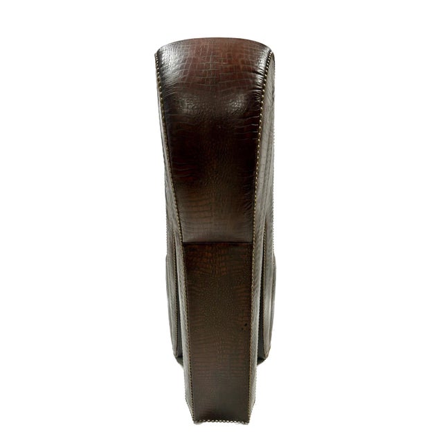 Art Deco Contemporary Embossed Alligator Print Heel Chair For Sale - Image 3 of 7