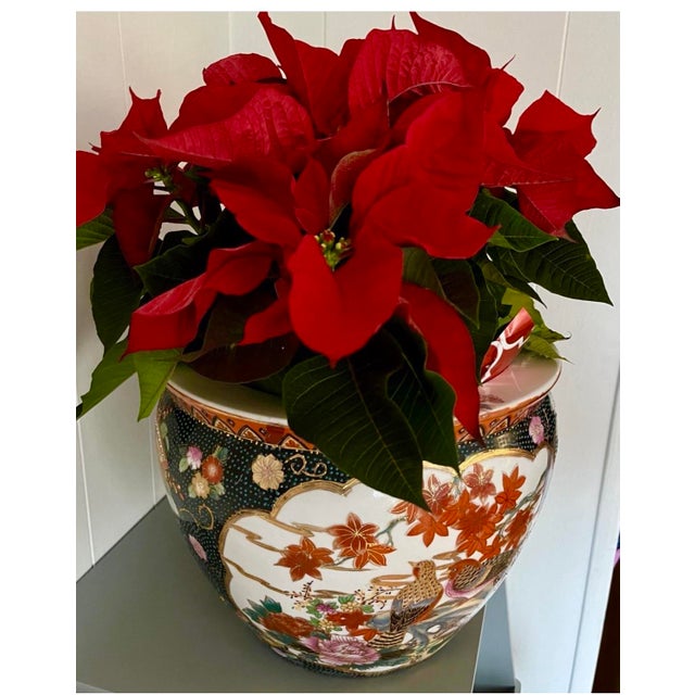 Blue Fish Bowl Planter With Stand For Sale - Image 8 of 9