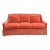 Traditional Curved Skirted Sofa in Mohair Style Velour Fabric Three Seater in Peachy Burnt Orange For Sale