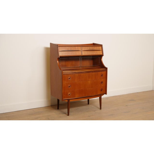 Mid-Century Modern Vintage Secretaire in Teak attributed to Gunnar Falsig for Holstebro Mobelfabrik, 1960s For Sale - Image 3 of 17