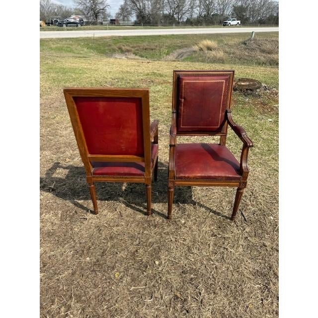 Large 19th Century Leather French Louis XVI Bergere or Armchair- A Pair For Sale - Image 4 of 16