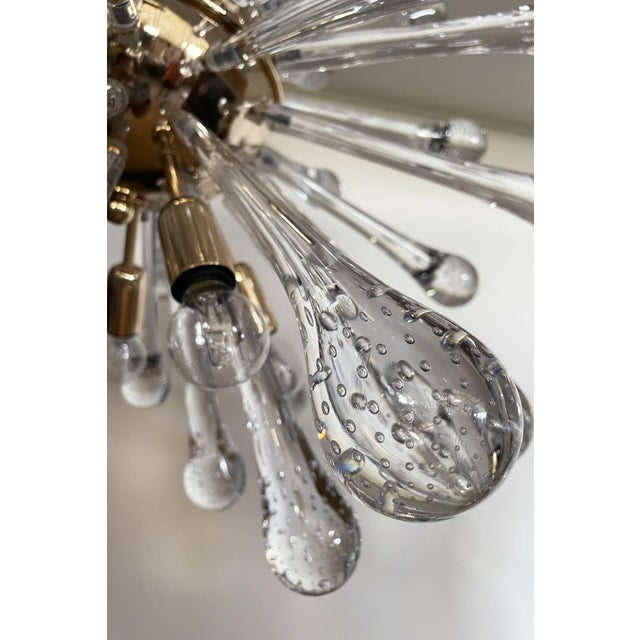 Mid-Century Modern Murano Glass Sputnik Chandelier, 50 Pulegoso Elements, Gold Frame For Sale - Image 3 of 5