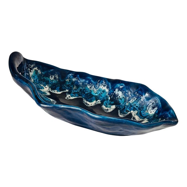 Large Ceramic Blue Vide Poche, France, 1960s For Sale