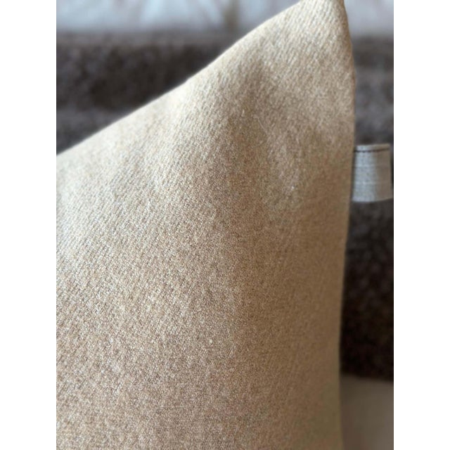Mid-Century Modern Shetland Warm Nude Tone Wool Pillow With Down Feather Insert For Sale - Image 3 of 5