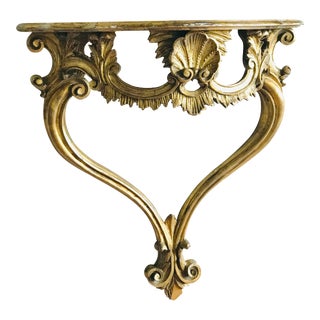 20th Century Italian Gilded Rococo Wall Console For Sale