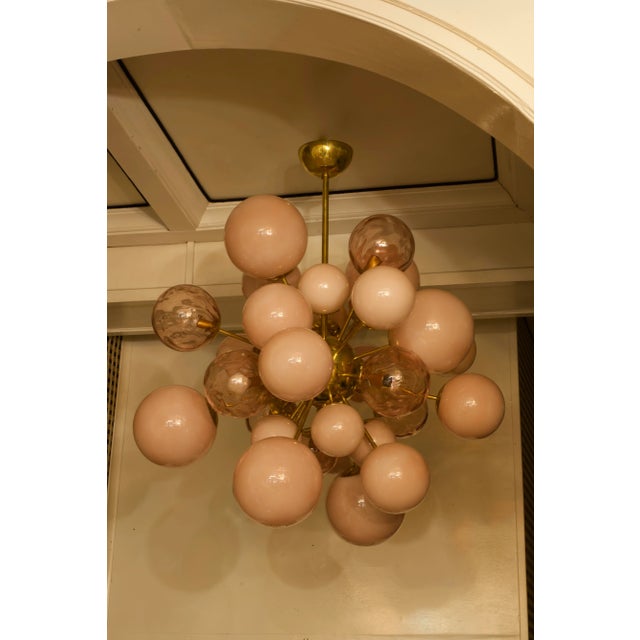 Mid-Century Murano Sputnik Pastel Pink Chandelier, 2000s For Sale - Image 9 of 10